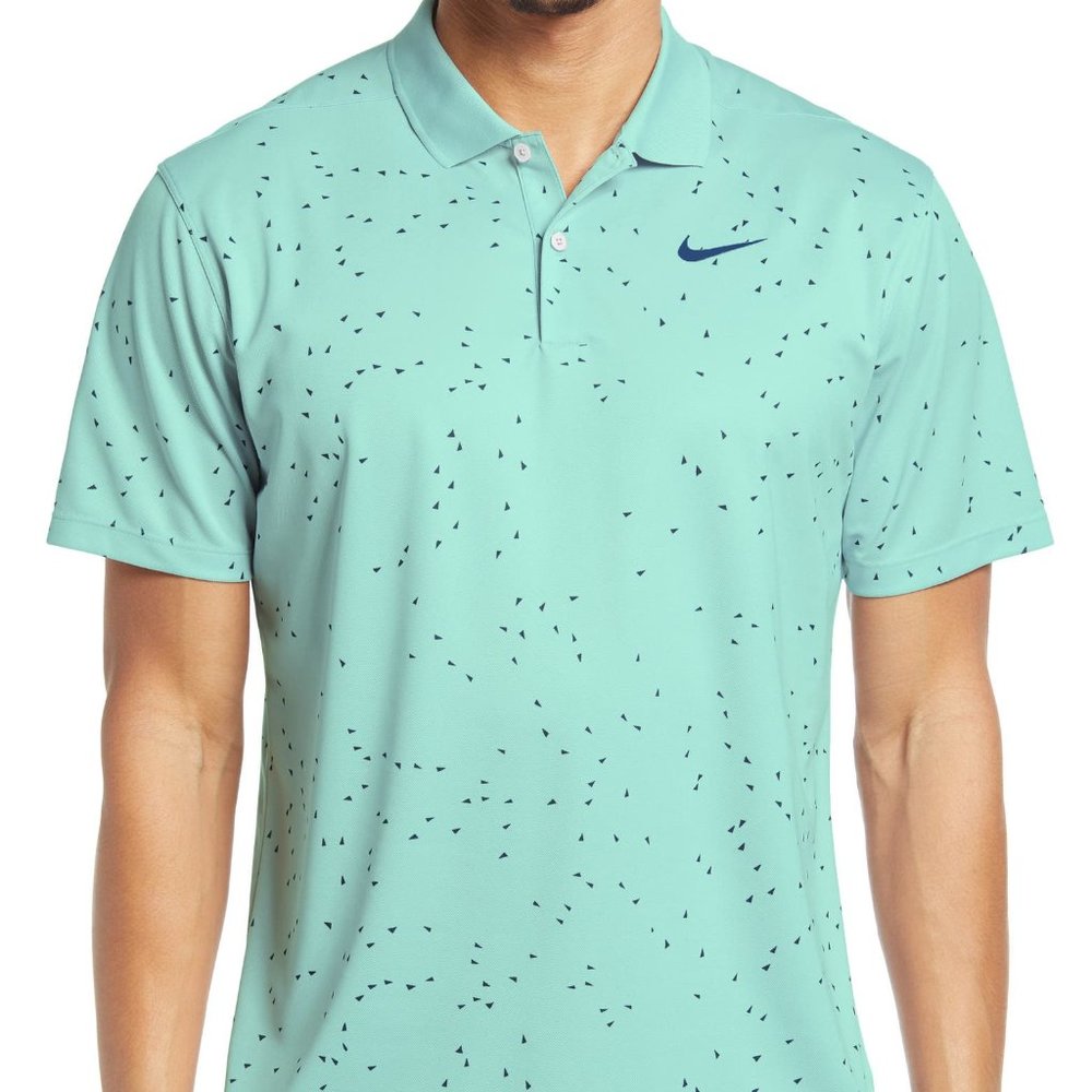 Nike Golf Modern Fit Dri-FIT Wind Triangles Turquoise Polo